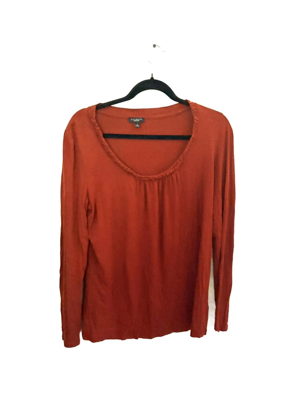 Talbots Rust Long-Sleeve Scoop Neck Top